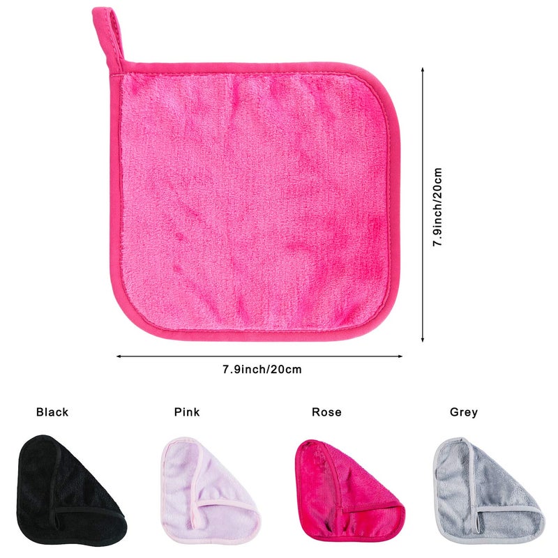 PINOWU [4 Pack] Microfiber Fleece Makeup Remover Cloths (8x8 inch) for Face, Ultra Soft Chemical Free Reusable Facial Cleaning Towel for All Skin Types - Image 2
